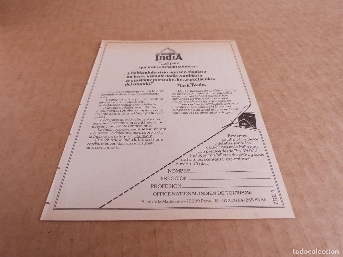 Brochures de tourisme: Anuncio India el pais que todos desean conocer - Publicidad de los a&ntilde;os 70