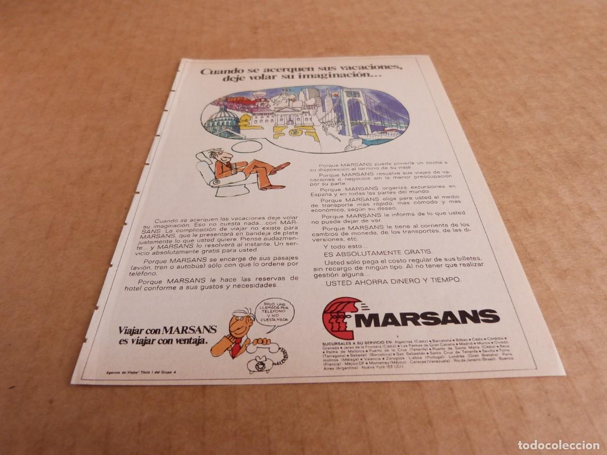 Brochures de tourisme: Anuncio viajes Marsans deje volar su imaginacion - Publicidad de los a&ntilde;os 70