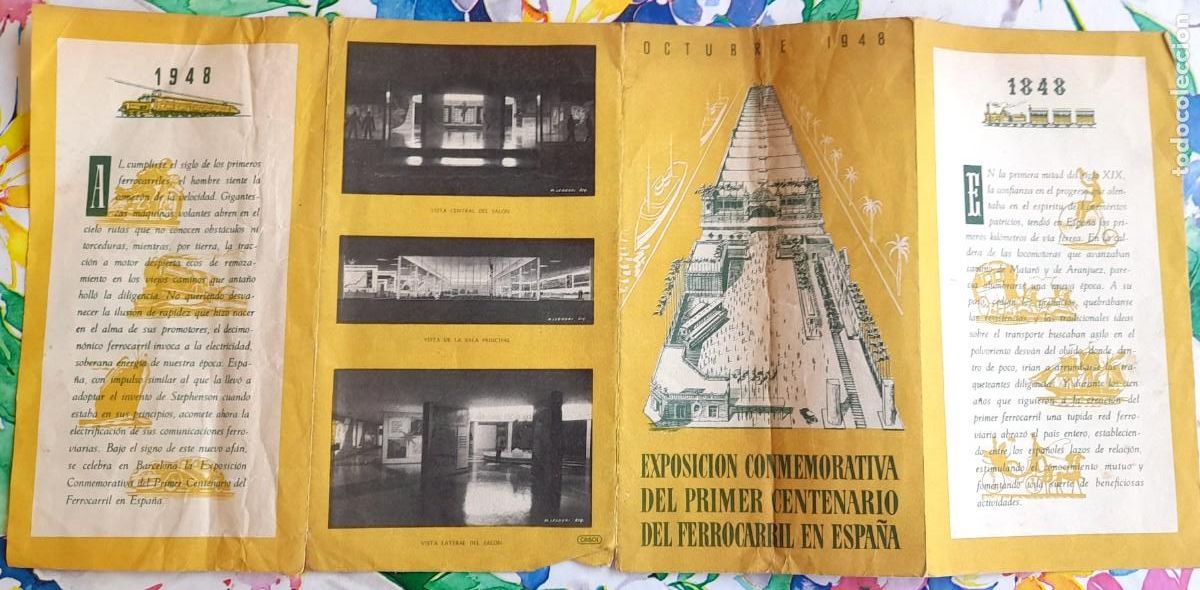 Folletos de turismo: 1848 1948 Exposici&oacute;n Conmemorativa del Primer Centenario del Ferrocarril en Espa&ntilde;a - Barcelona (2)