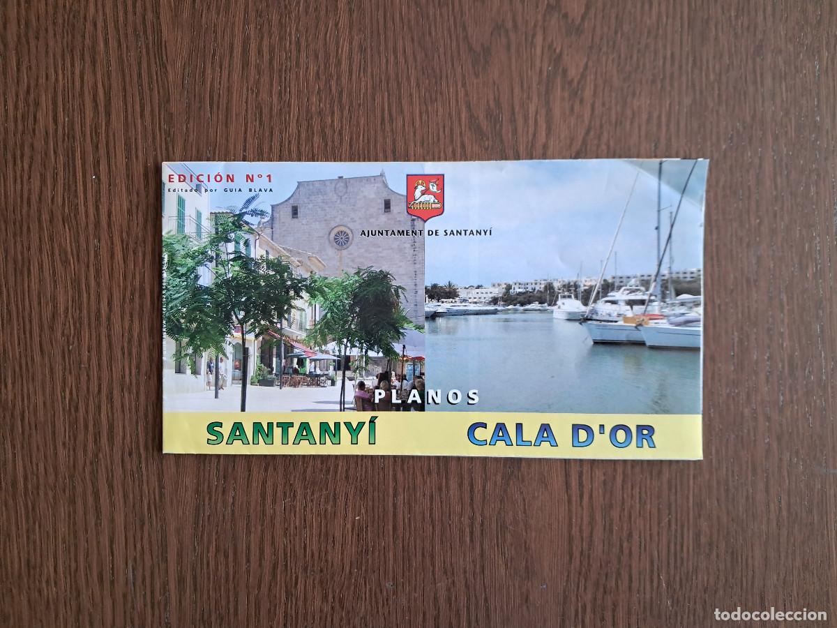 Folletos de turismo: plano callejero Cala D'Or-Santany&iacute;, Baleares, con publicidad.