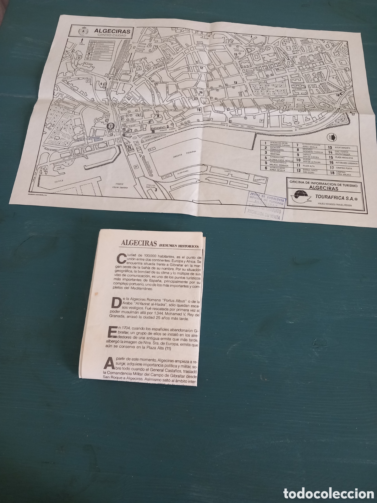 Brochures de tourisme: Plano vintage Mapa de Algeciras, C&aacute;diz ciudad