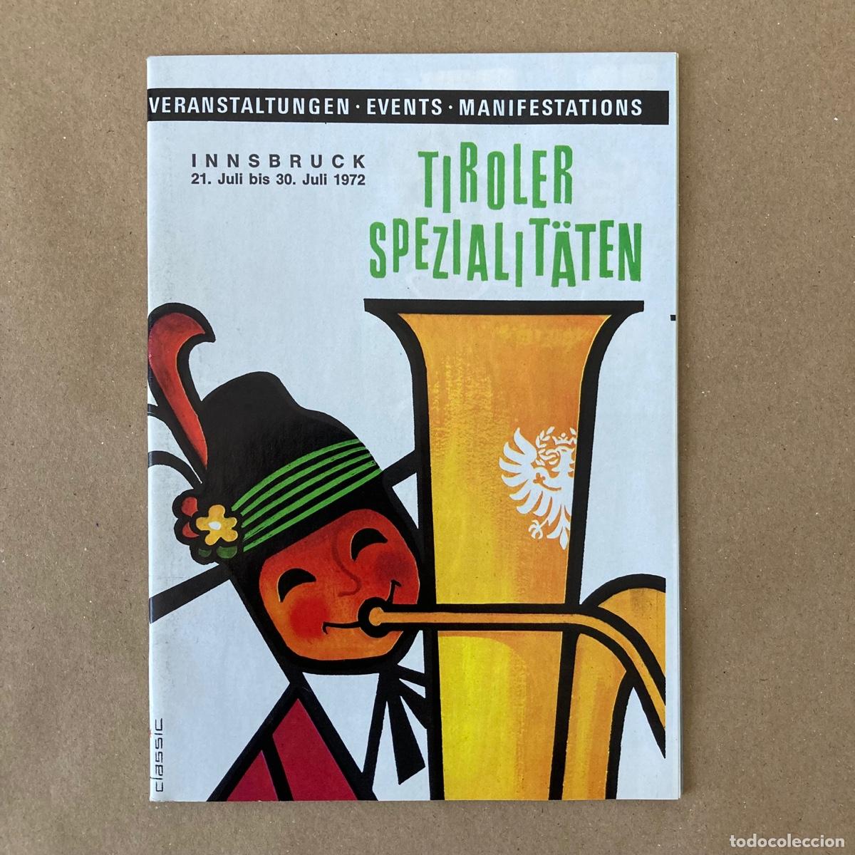Brochures de tourisme: folleto tur&iacute;stico Innsbruck Tiroler Spezialit&auml;ten JULIO 1972