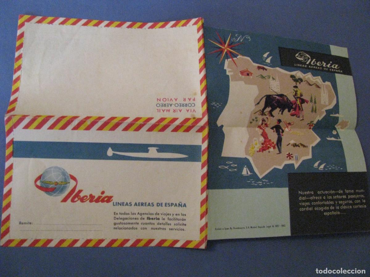 Tourismusbrosch&uuml;ren: SOBRE DE CORREO A&Eacute;REO. PUBLICIDAD DE IBERIA, LINEAS A&Eacute;REAS ESPA&Ntilde;OLAS. 1962.