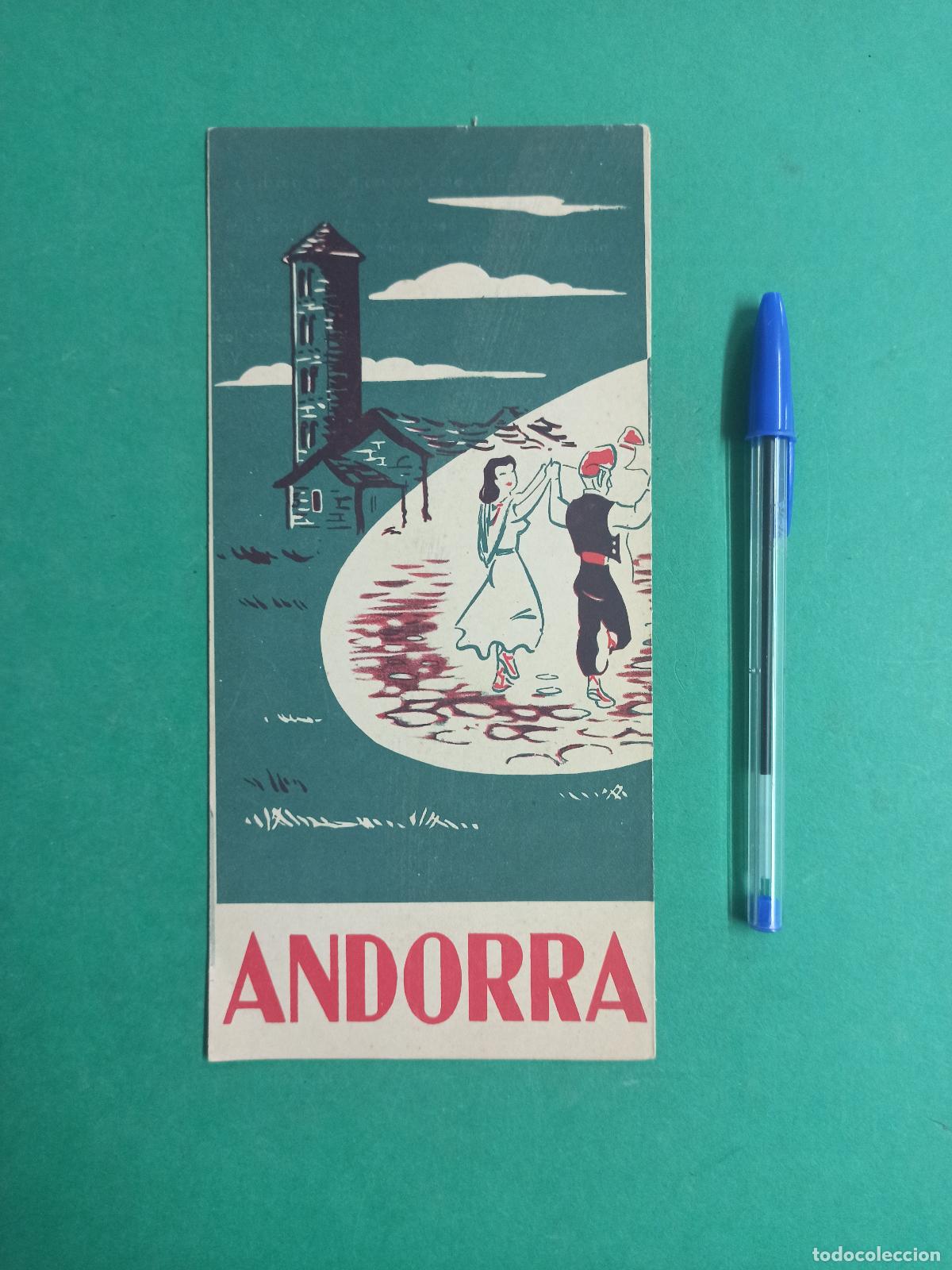 Tourismusbrosch&uuml;ren: Antiguo folleto triptico de turismo de Andorra. 1954.