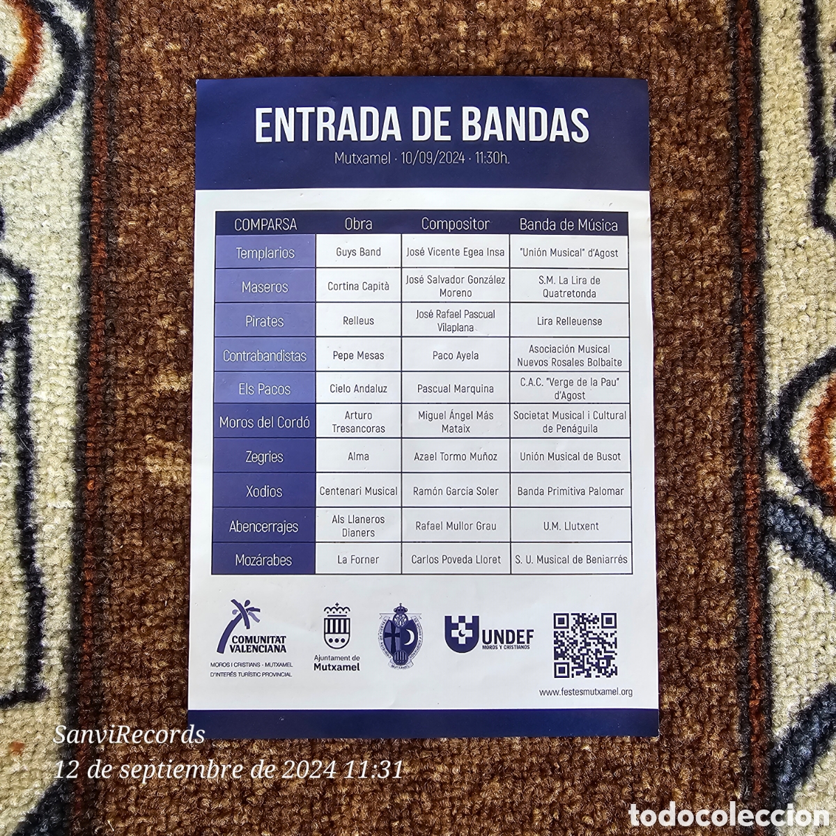 Tourismusbrosch&uuml;ren: ENTRADA DE BANDAS - HIMNE DE FESTES DE MUTXAMEL, FESTES DE MOROS I CRISTIANS 2024 MUCHAMIL