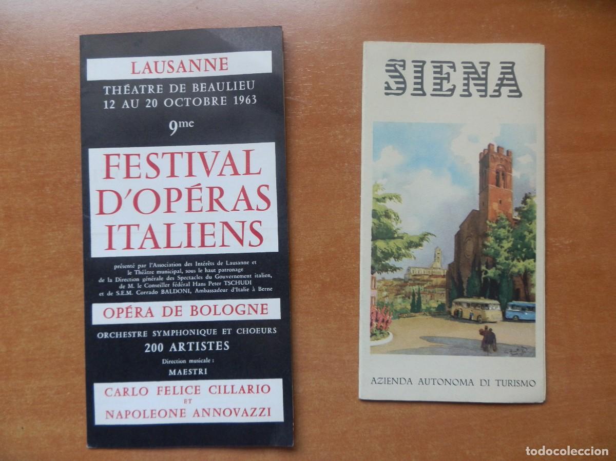 Folletos de turismo: 2 FOLLETOS DE TURISMO TH&Eacute;ATRE DE BEAULIEU OP&Eacute;RAS LAUSANNE 1963 Y GU&Iacute;A DE SIENA A&Ntilde;OS 60..