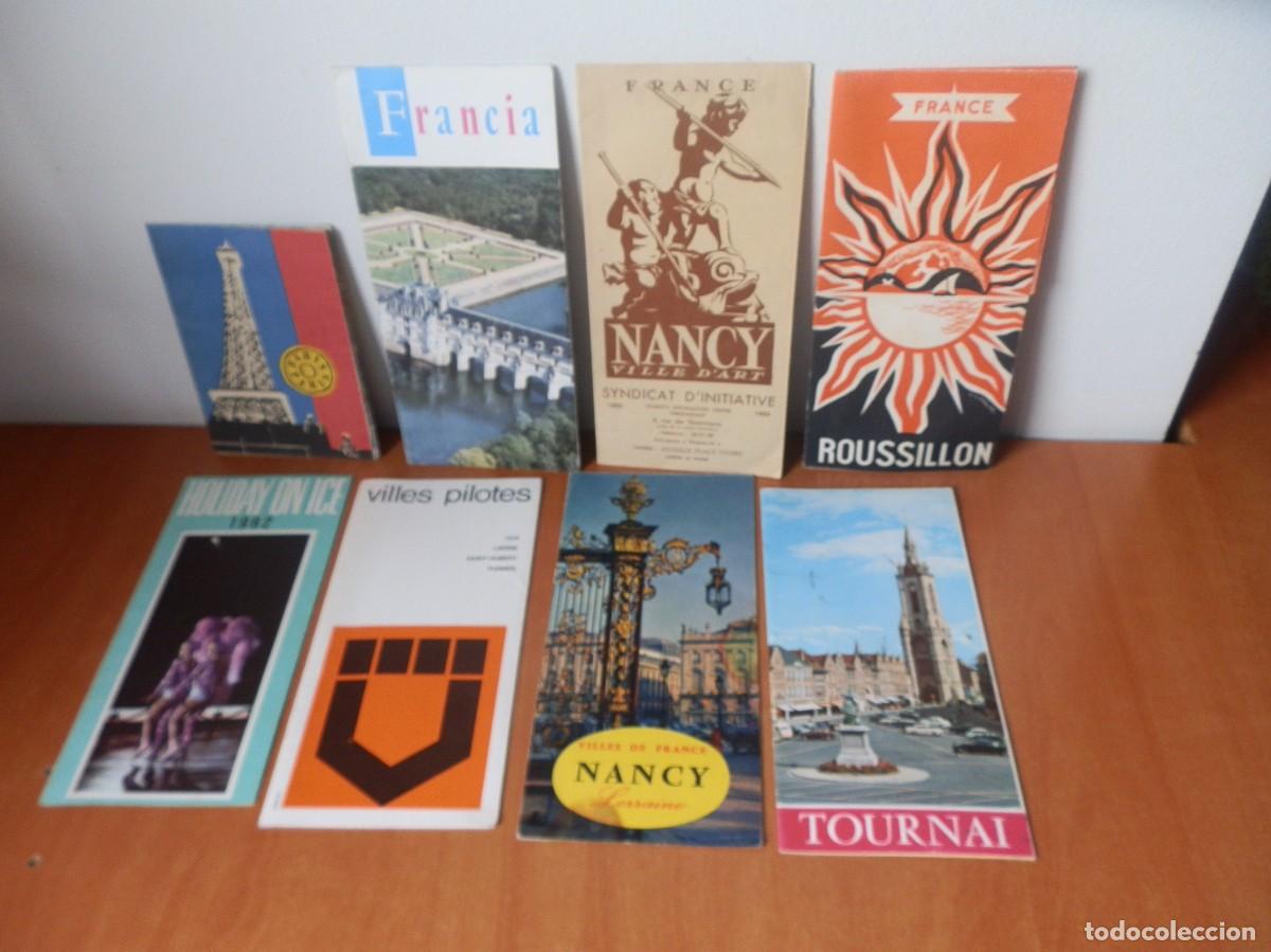 Folletos de turismo: 8 FOLLETOS DESPLEGABLES DIFERENTES CIUDADES DE FRANCIA. A&Ntilde;OS 60.