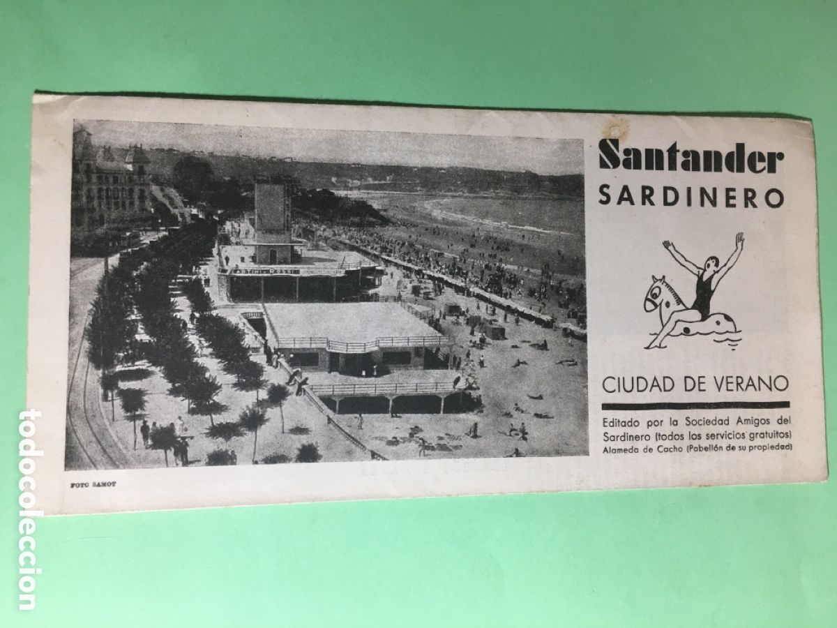 Travel Brochures: ANTIGUO FOLLETO SANTANDER EDITA SOCIEDAD AMIGOS DEL SARDINERO CIUDAD DE VERANO EN CASTELLANO INGL&Eacute;S