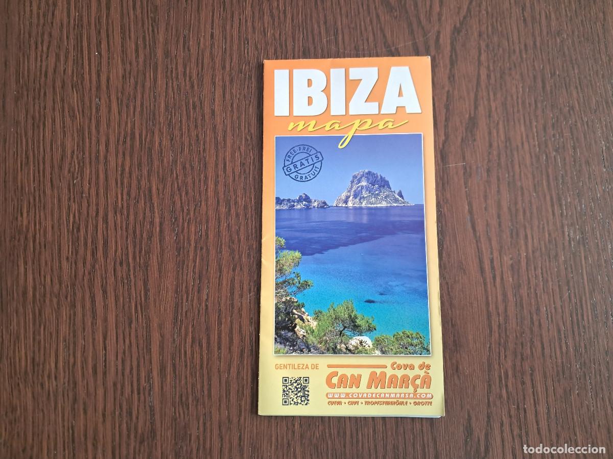 Folletos de turismo: plano, mapa tur&iacute;stico de Ibiza, cova de Can Mar&ccedil;&agrave;.