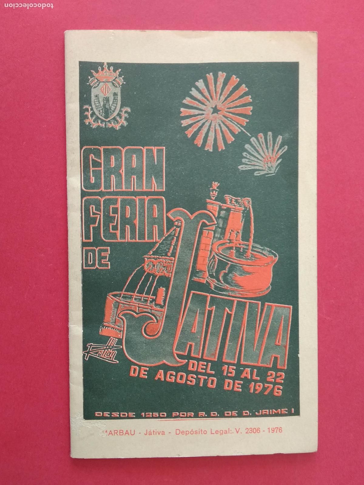 Folletos de turismo: PROGRAMA GRAN FERIA DE JATIVA A&Ntilde;O 1976 - Foto 1