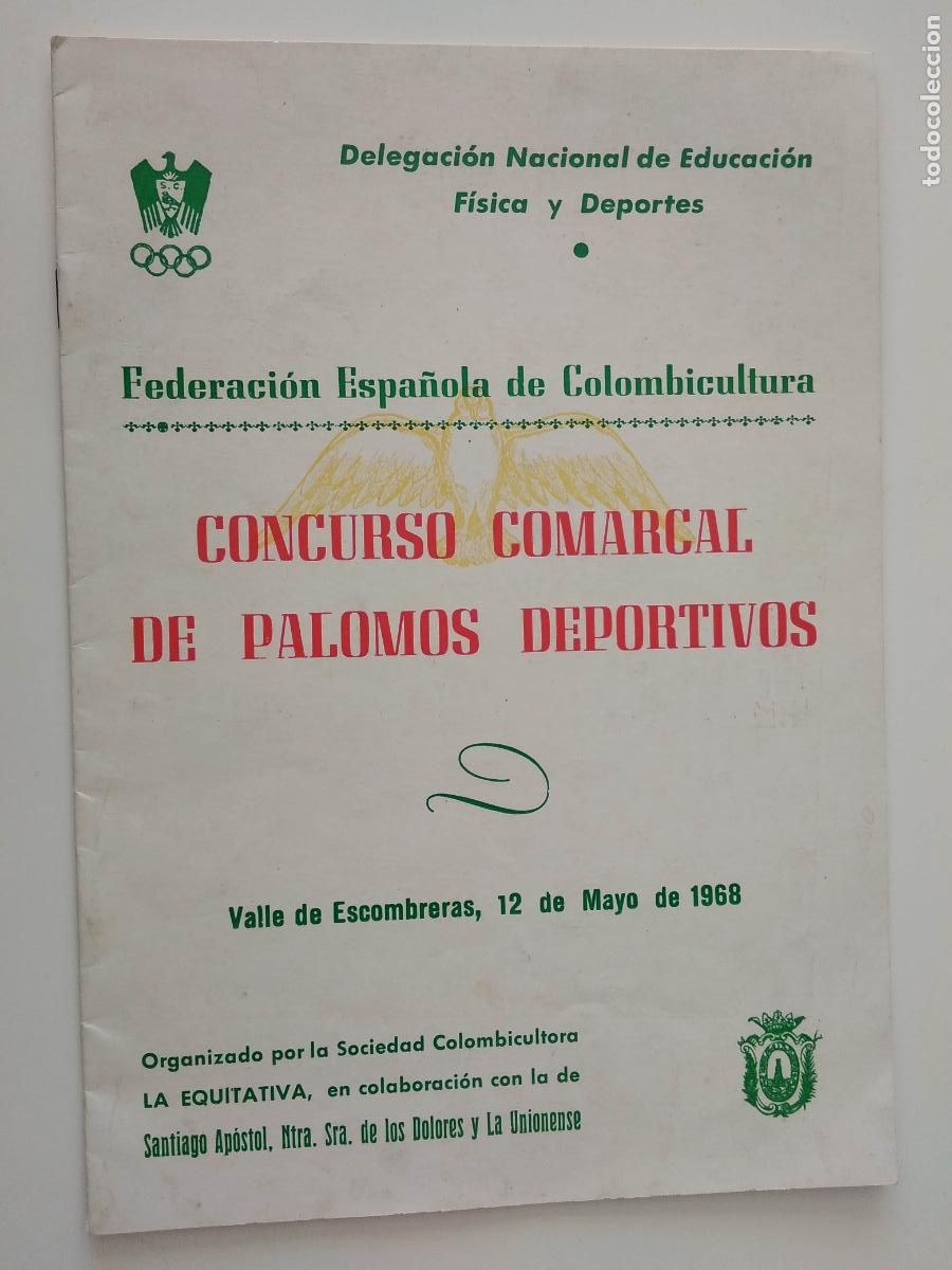 Tourismusbrosch&uuml;ren: PROGRAMA CONCURSO COMARCAL DE PALOMOS DEPORTIVOS A&Ntilde;O 1968 CARTAGENA