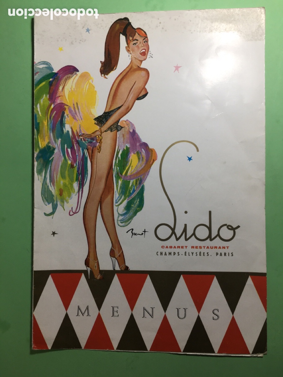 Tourismusbrosch&uuml;ren: 60&rsquo;s ca. PARIS &lsquo;&rsquo;LIDO&rsquo;&rsquo; CABARET RESTAURANT CHAMPS ELYSEES MENUS