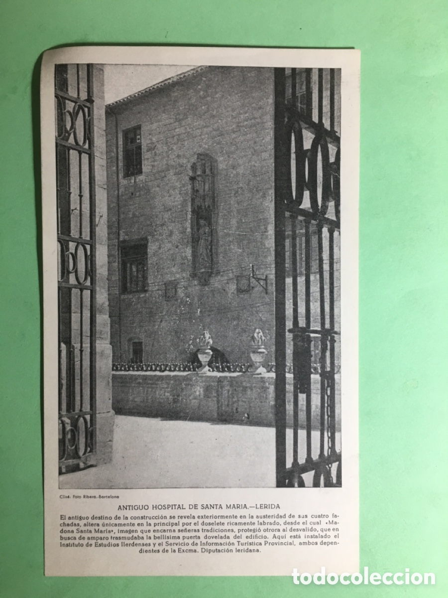 Tourismusbrosch&uuml;ren: ANTIGUA FOTO CON INFORMACI&Oacute;N DEL INSTITUTO DE ESTUDIOS ILERDENSES ANTIGUO HOSPITAL SANTA MAR&Iacute;A
