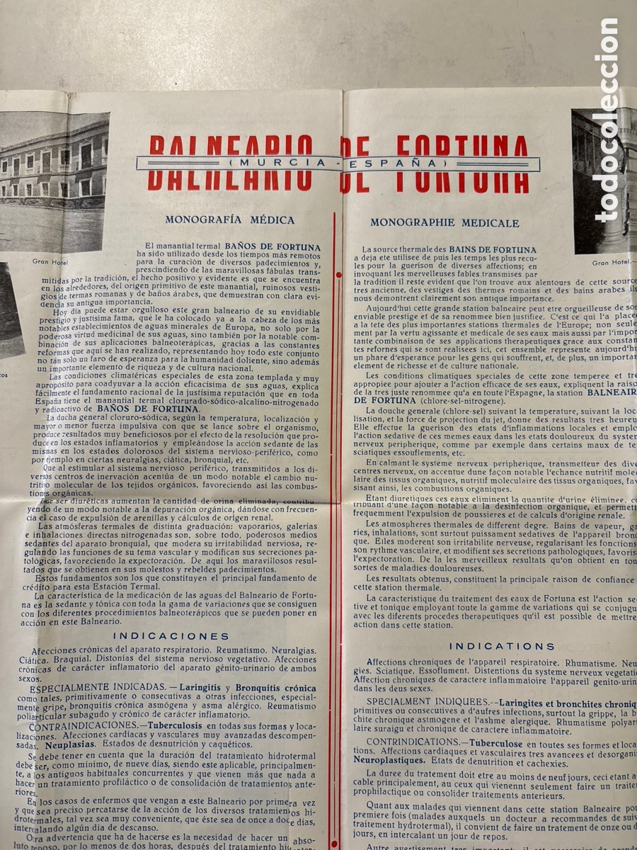 Brochures de tourisme: BALNEARIO DE FORTUNA. MURCIA. ESPA&Ntilde;A. MONOGRAF&Iacute;A M&Eacute;DICA. INDICACIONES. VISTA PANOR&Aacute;MICA.