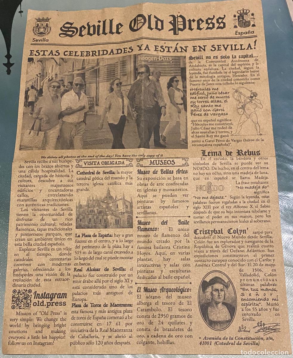 Tourismusbrosch&uuml;ren: Curiosa hoja tur&iacute;stica promocional de la ciudad de Sevilla, Andaluc&iacute;a imitando peri&oacute;dico. A&ntilde;os 2010.