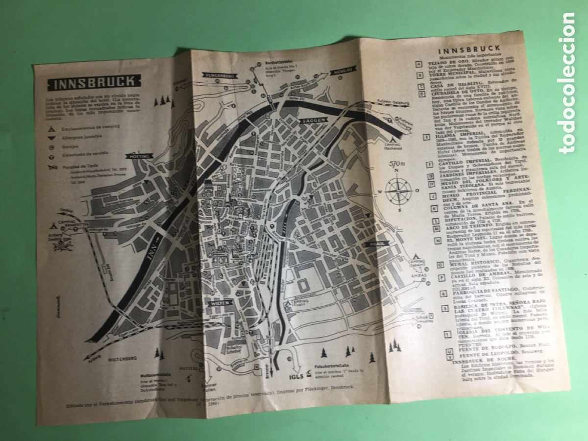 Folhetos de turismo: 1959 INNSBRUCK AUSTRIA EN CASTELLANO DESCRIPCI&Oacute;N Y SERVICIOS Y PRECIOS ALOJAMIENTOS PLANO