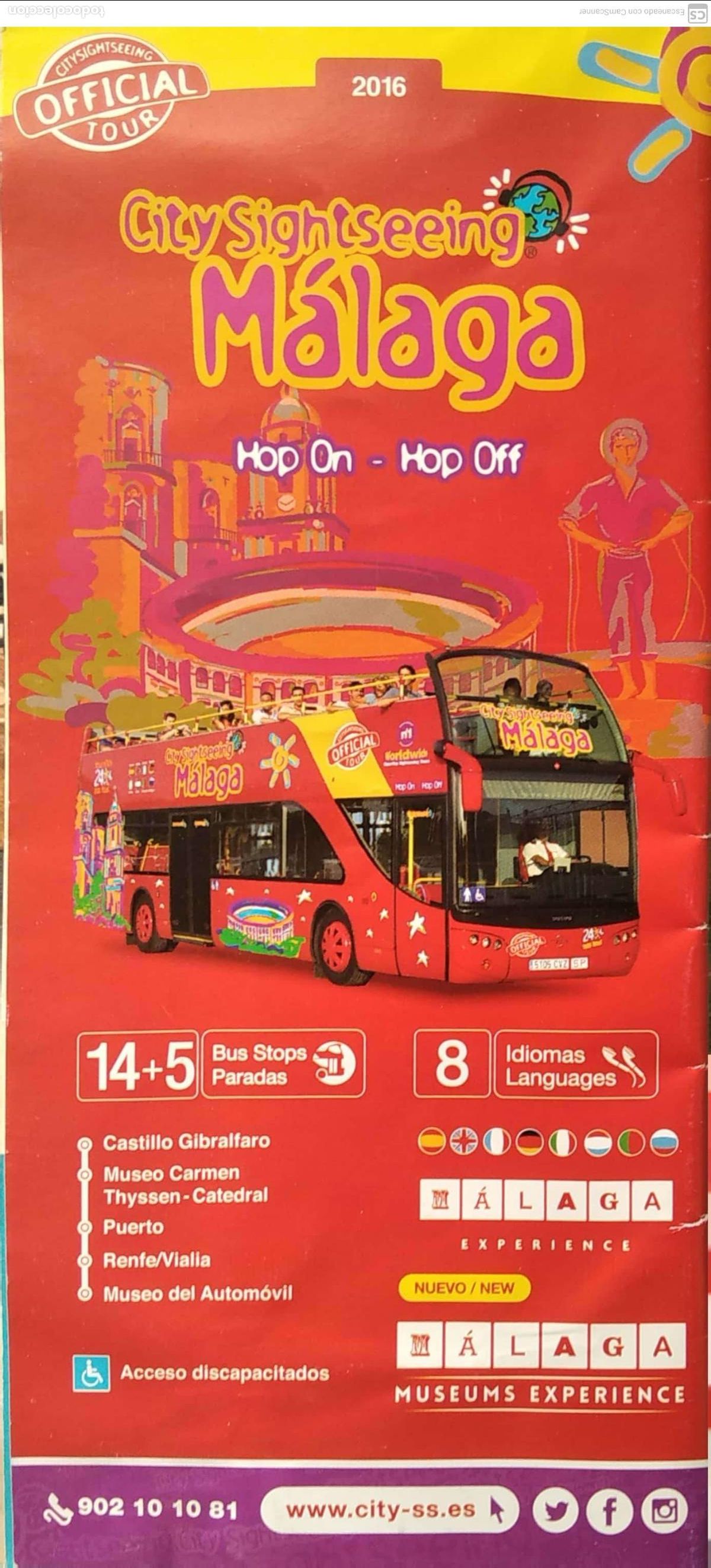 Folletos de turismo: M&Aacute;LAGA. Mapa con la localizaci&oacute;n de los Museos, l&iacute;neas de autobuses, restaurantes, B&uacute;s Tur&iacute;stico, pa