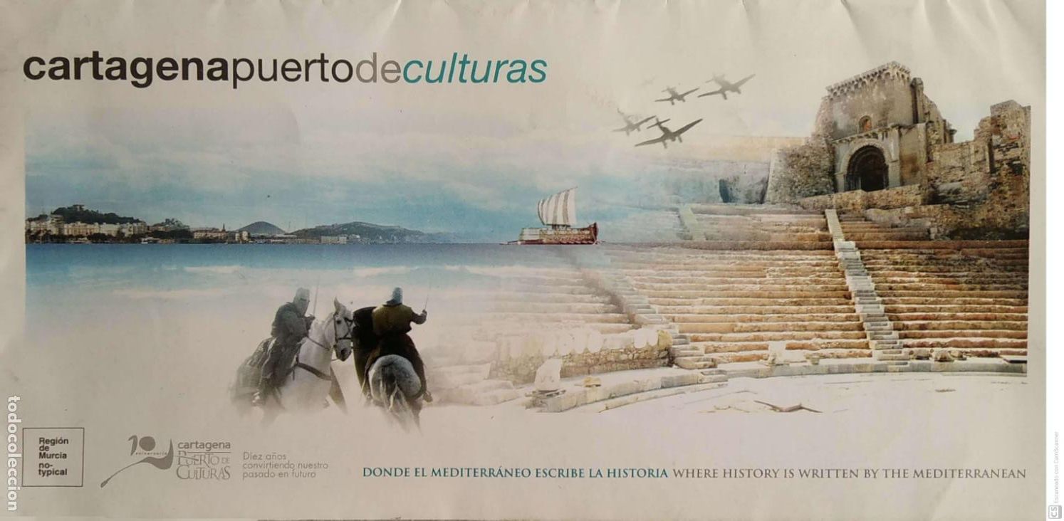 Folletos de turismo: CARTAGENA: Puerto de Culturas. Plano de la ciudad y localizaci&oacute;n de los sitios interesantes a visit