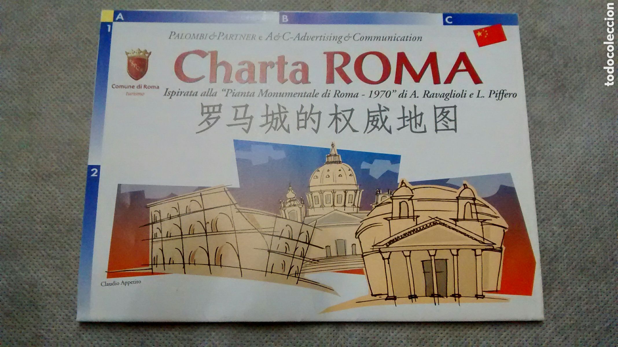 Folletos de turismo: CHARTA ROMA. PLANO DE ROMA EN CHINO