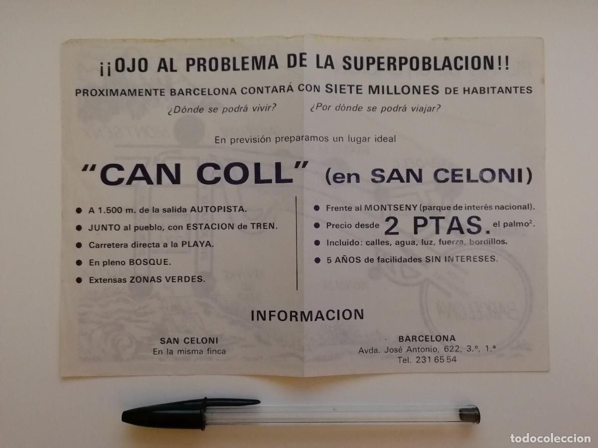 Folhetos de turismo: ANTIGUO FOLLETO INMOBILIARIO - CAN COLL MONTSENY - TURISMO - SANT CELONI - SUPERPOBLACION