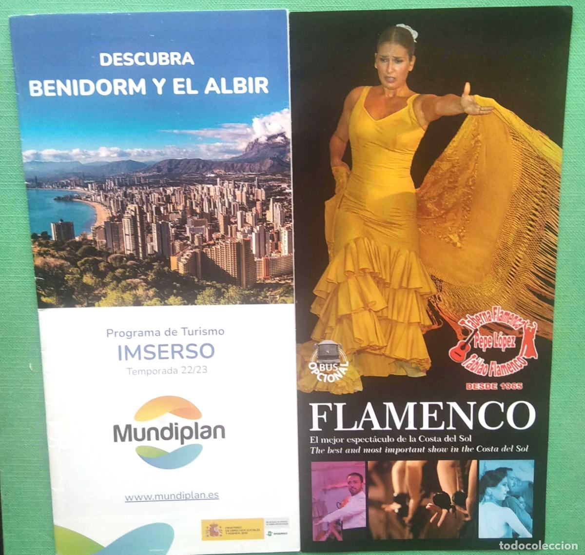 Folhetos de turismo: 2 Folletos Tur&iacute;sticos: a) Benidorm y el Albir. b) Tablao Flamenco Pepe L&oacute;pez.