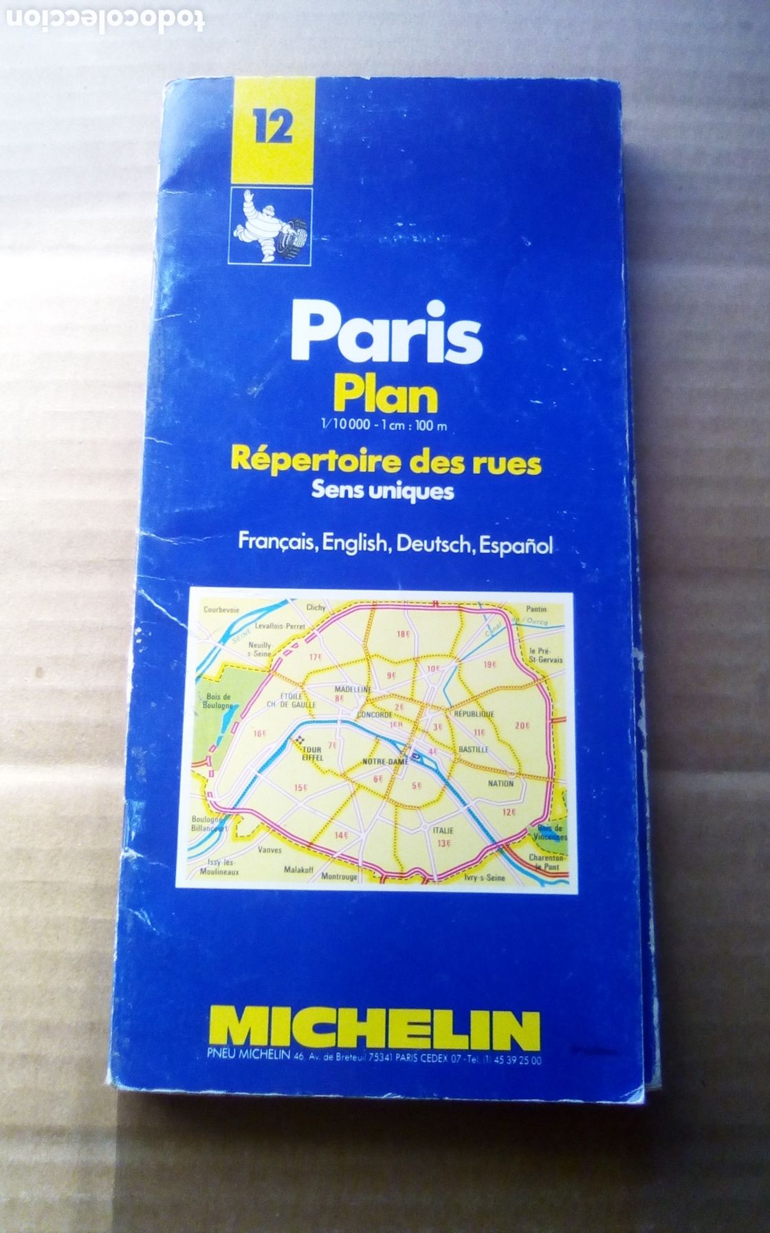 Travel Brochures: Plano Michelin de Par&iacute;s. Plan repertoire des rues. Seus uniques. 1987.