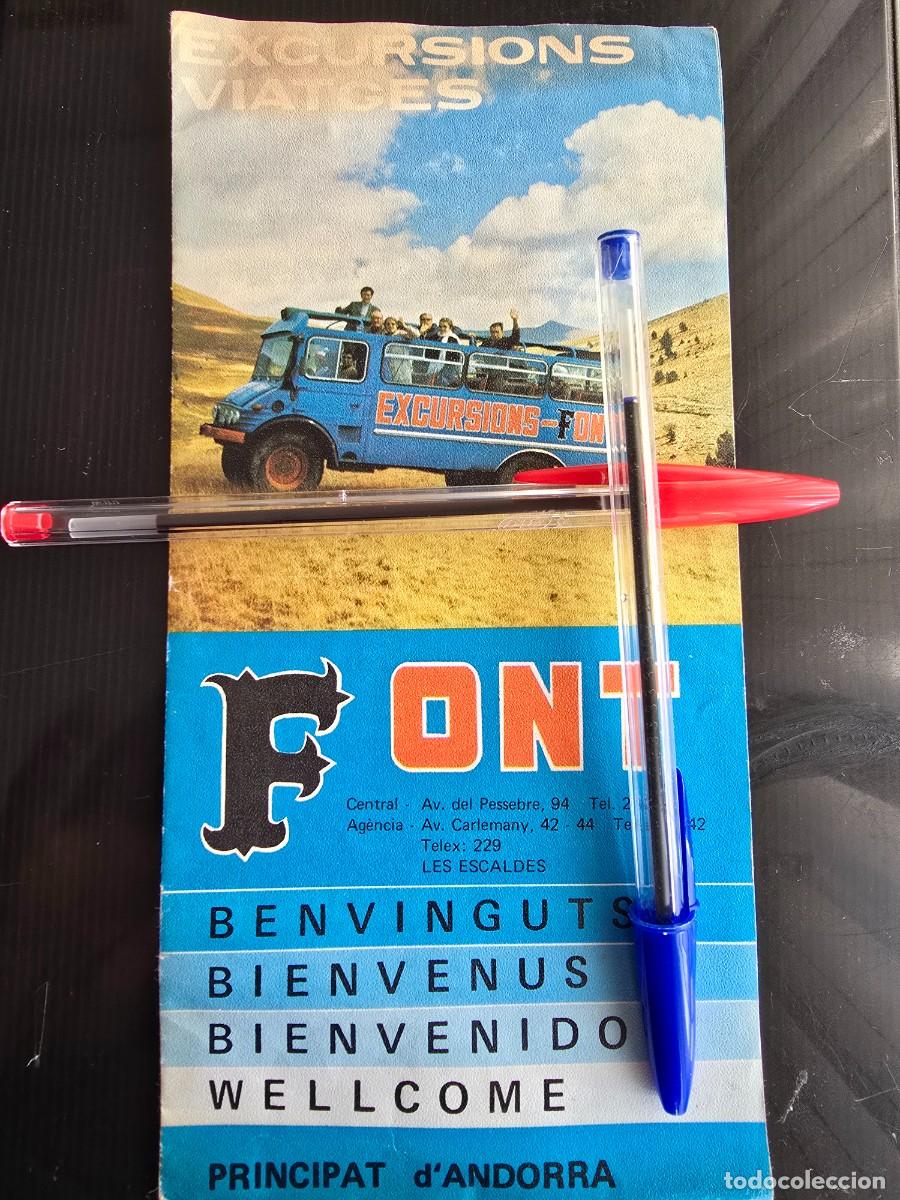 Travel Brochures: publicidad excursiones font les escaldes principat andorra folleto viaje autobus pirineos turismo