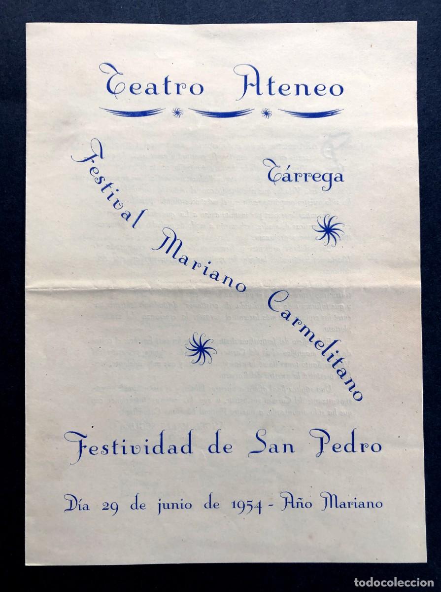 Travel Brochures: T&Aacute;RREGA 1954 / TEATRO ATENEU - THESPIS / FIESTA DE SAN PEDRO / PROGRAMA 4 P&Aacute;GINAS / LLEIDA