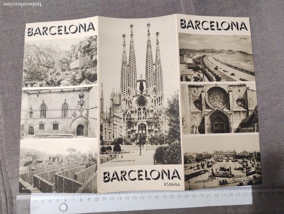 Brochures de tourisme: Tr&iacute;ptico Folleto de turismo Barcelona. A&ntilde;os 40-50