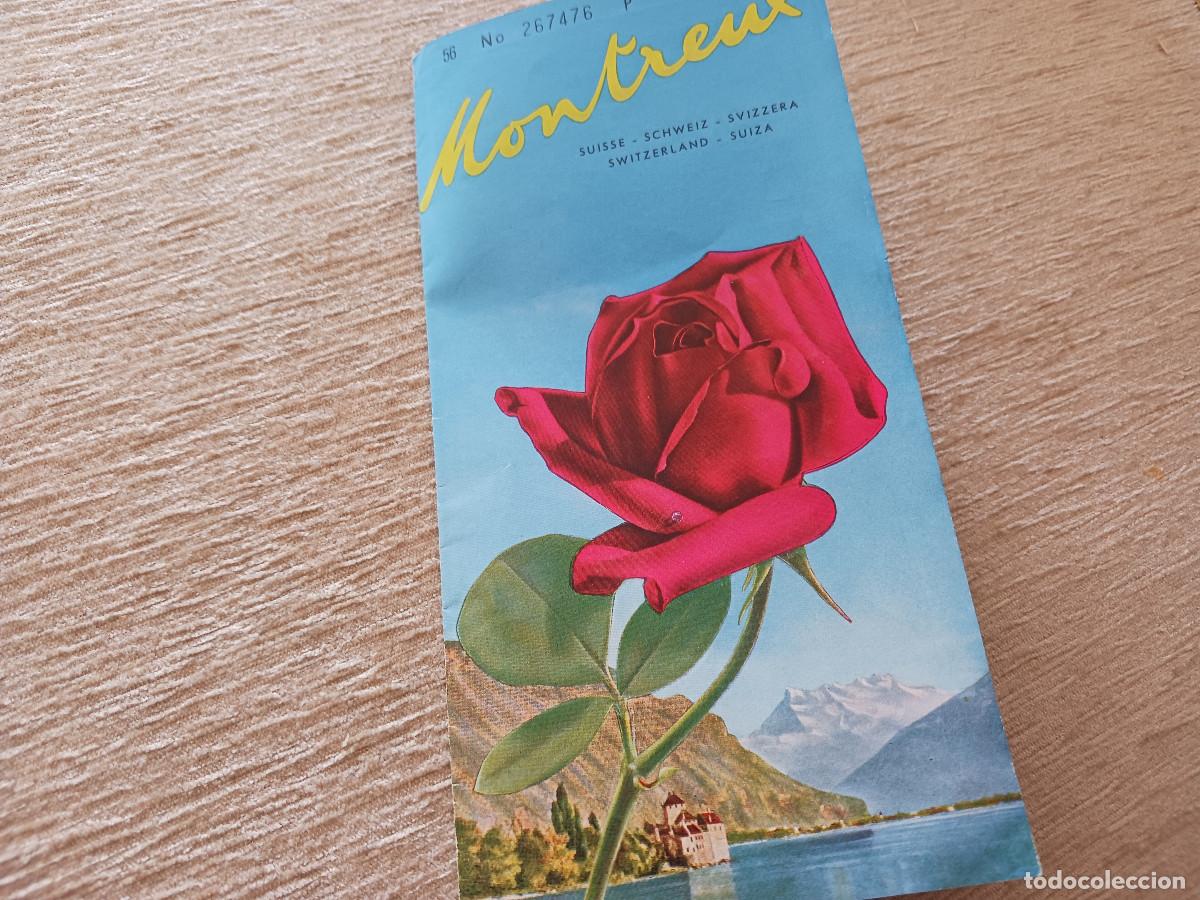 Tourismusbrosch&uuml;ren: desplegable de montreux, suiza, monta&ntilde;as y lac leman, abierto 40 x 20 cm. aprox.