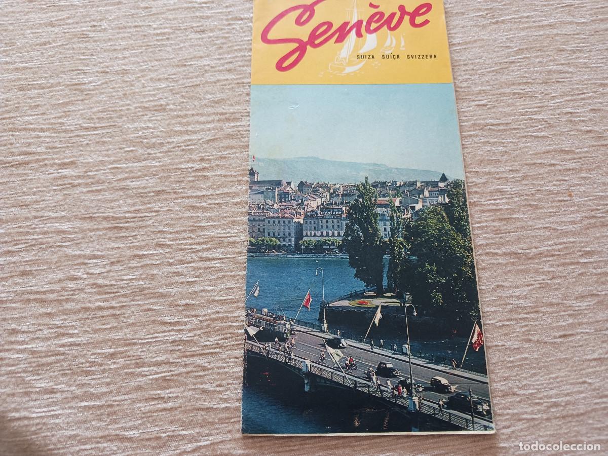 Tourismusbrosch&uuml;ren: antiguo desplegable de ginebra, suiza, lac leman, abierto 44 x 28 cm. aprox.