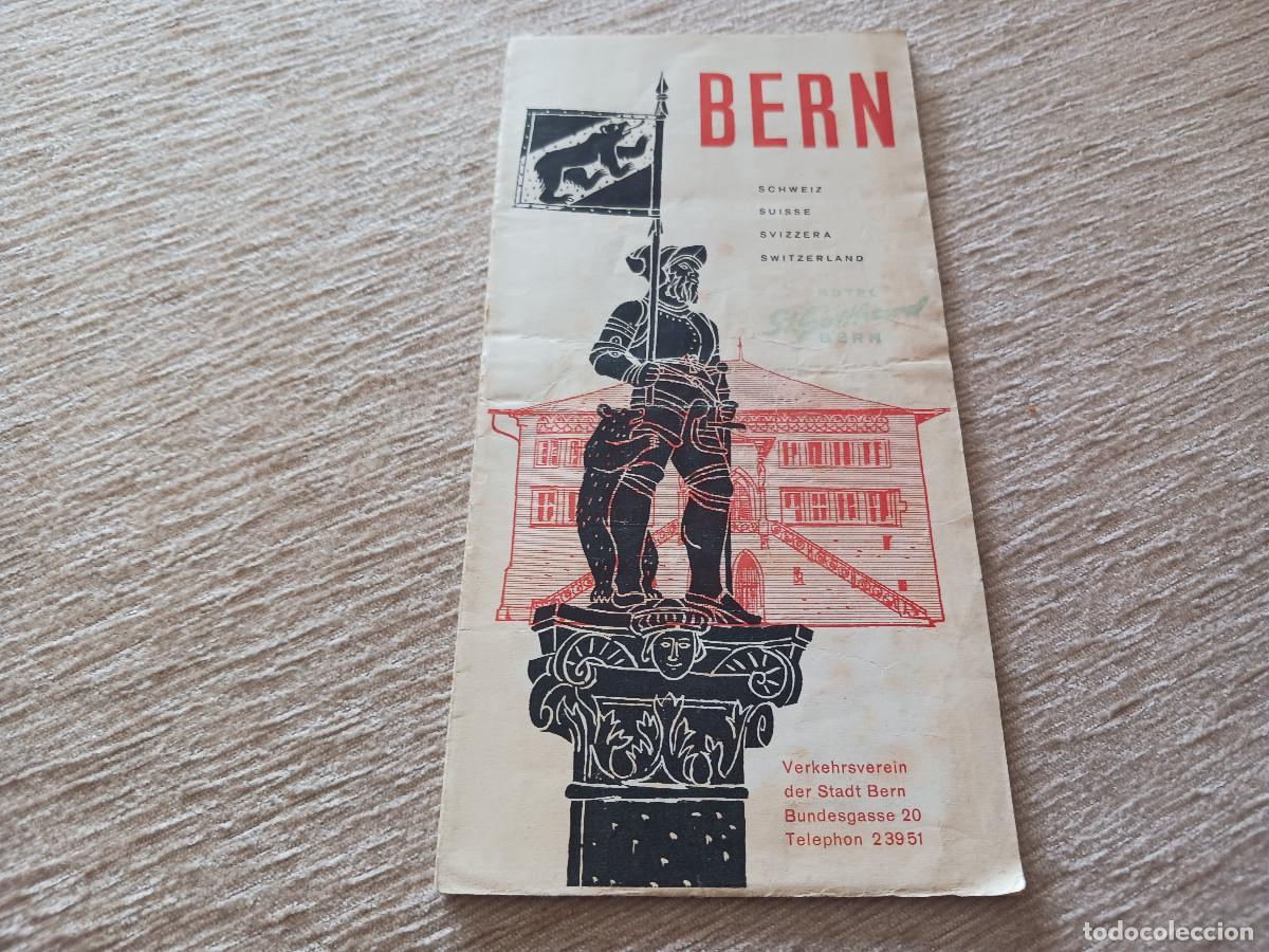 Tourismusbrosch&uuml;ren: antiguo desplegable de berna, suiza,hotel st. gotardh abierto 42 x 21 cm. aprox.