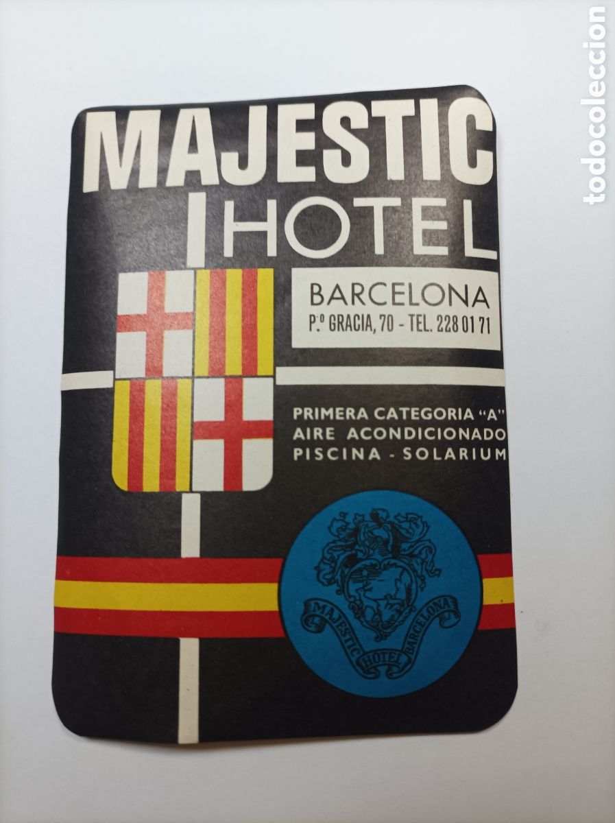 Folletos de turismo: HOTEL MAJESTIC. BARCELONA. ETIQUETA ANTIGUA.
