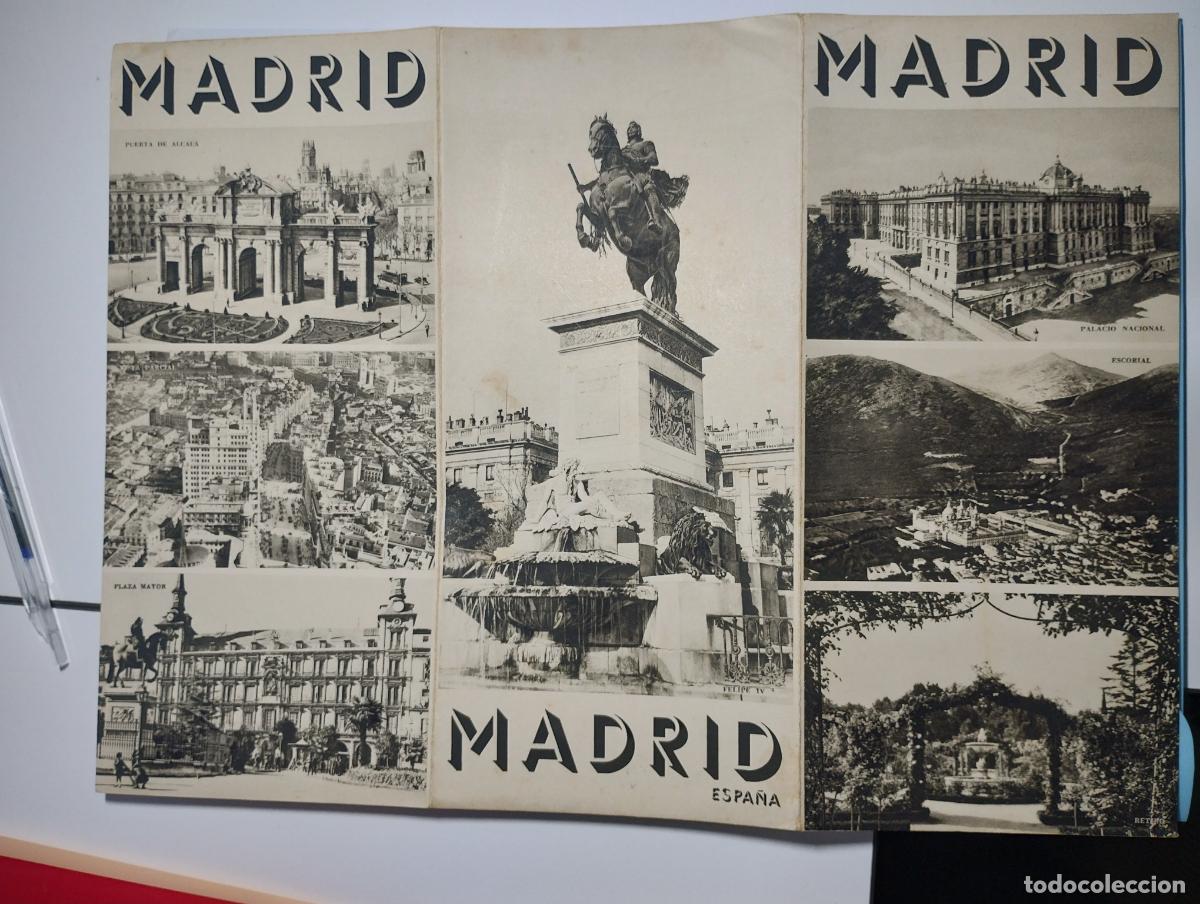 Brochures de tourisme: FOLLETO TURISMO Madrid. Tr&iacute;ptico A&ntilde;os 40-50. 24 x 11 cm. cerrado