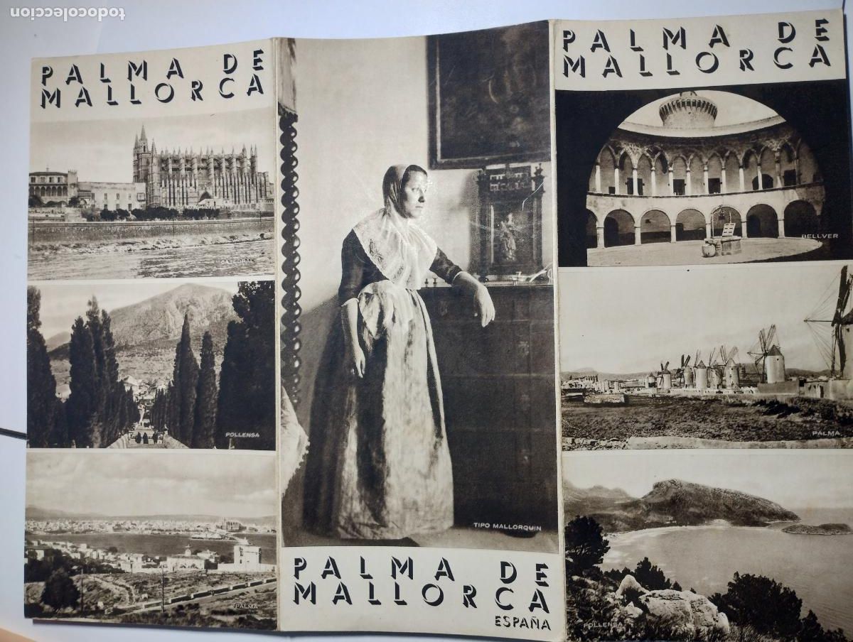 Brochures de tourisme: FOLLETO TURISMO Palma de Mallorca. Tr&iacute;ptico A&ntilde;os 40-50. 24 x 11 cm. cerrado