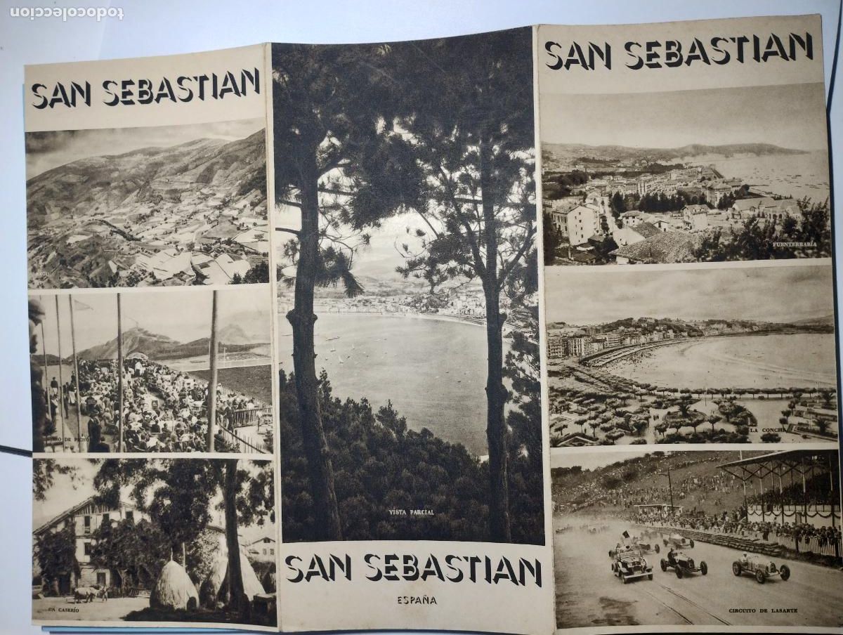 Brochures de tourisme: FOLLETO TURISMO San Sebasti&aacute;n. Tr&iacute;ptico A&ntilde;os 40-50. 24 x 11 cm. cerrado