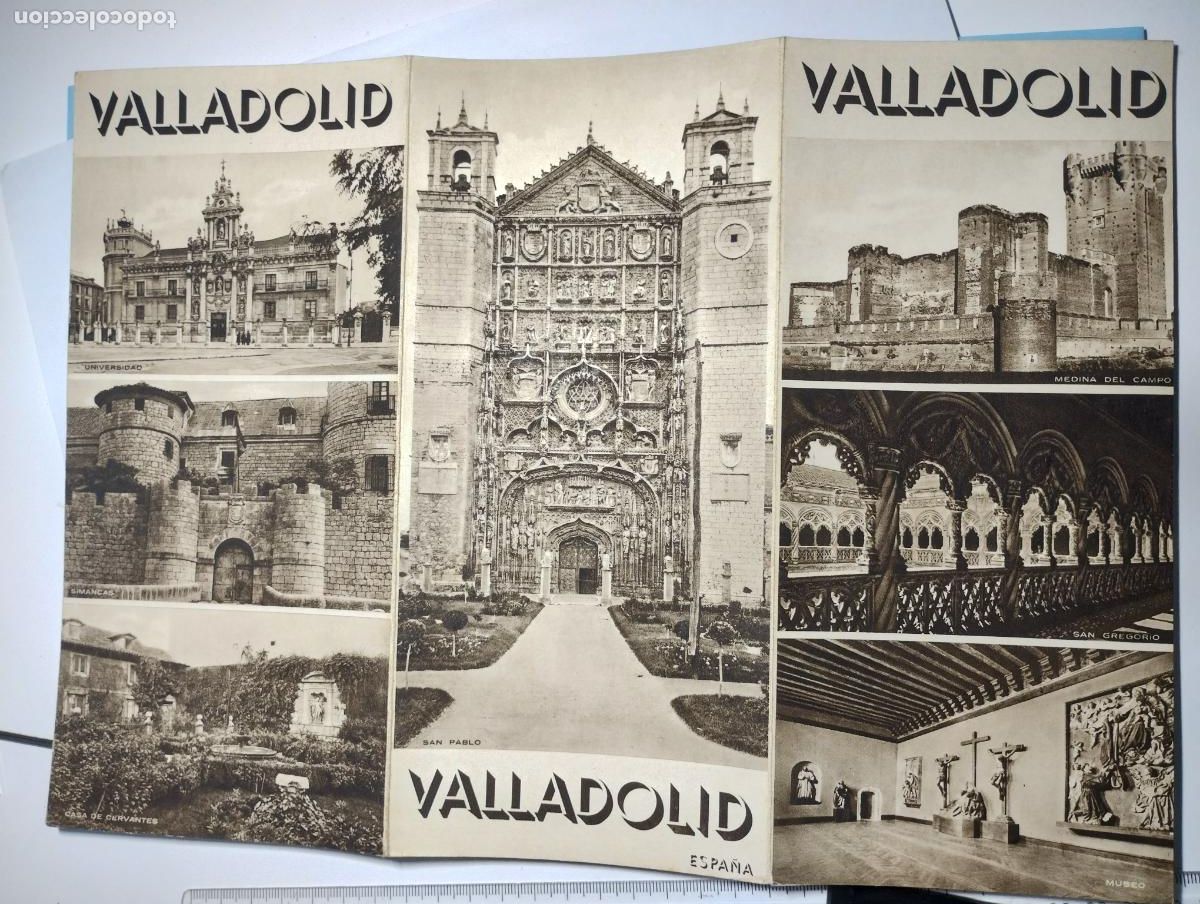 Brochures de tourisme: FOLLETO TURISMO Valladolid. Tr&iacute;ptico A&ntilde;os 40-50. 24 x 11 cm. cerrado