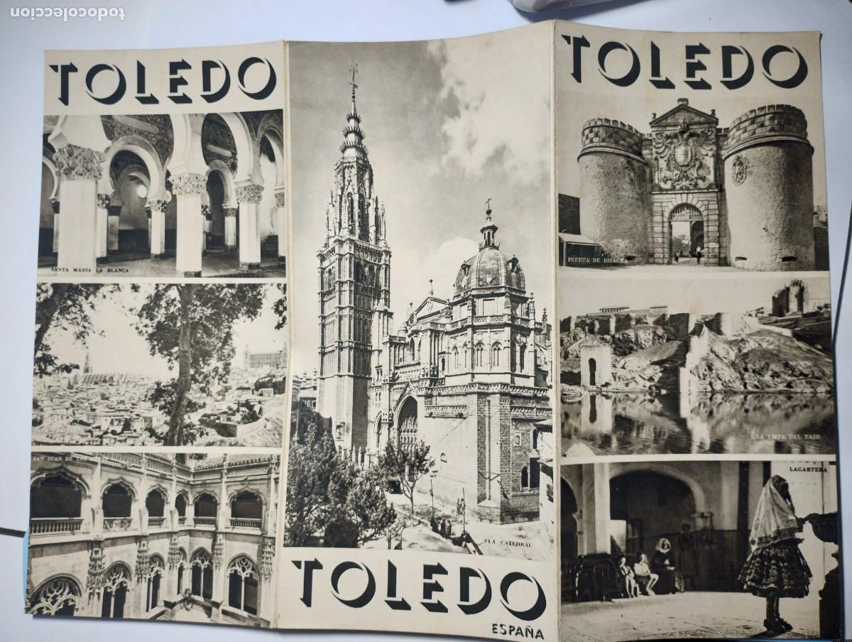 Brochures de tourisme: FOLLETO TURISMO Toledo. Tr&iacute;ptico A&ntilde;os 40-50. 24 x 11 cm. cerrado