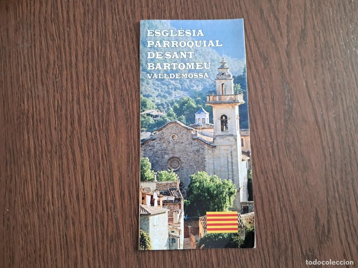 Tourismusbrosch&uuml;ren: folleto religioso, tur&iacute;stico, esgl&egrave;sia parroquial de Sant Bartomeu, Valldemossa. Mallorca.
