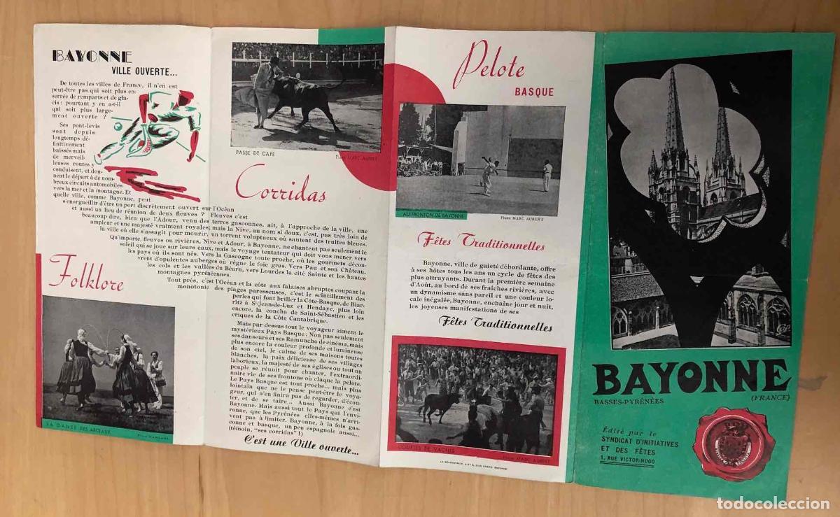 Folhetos de turismo: FOLLETO TURISMO BAYONNE FRANCE. SYNDICAT D'INITIATIVES ET DES F&Ecirc;TES. EN FRANCES. C. 1960