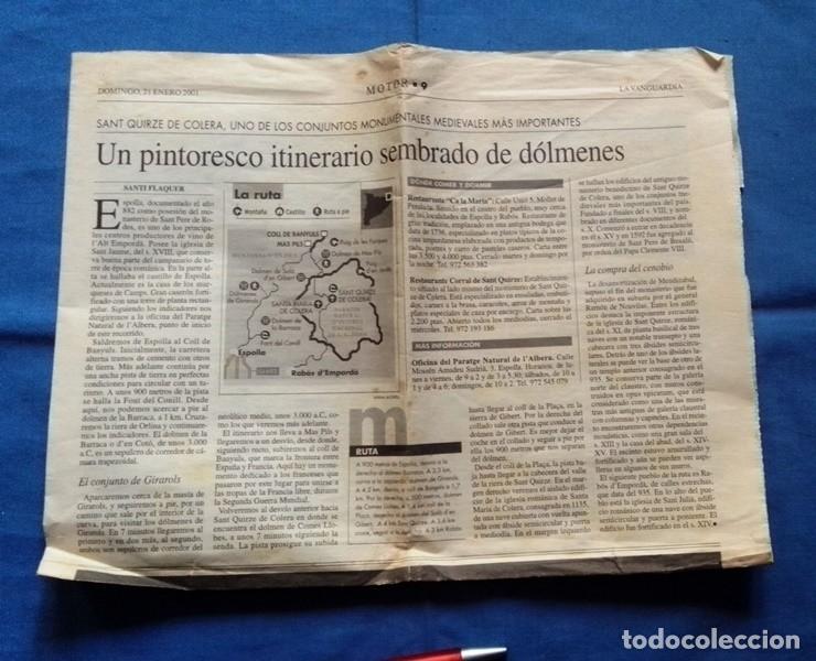 Tourismusbrosch&uuml;ren: Recorte peri&oacute;dico La Vanguardia Itinerario sembrado de d&oacute;lmenes Gerona