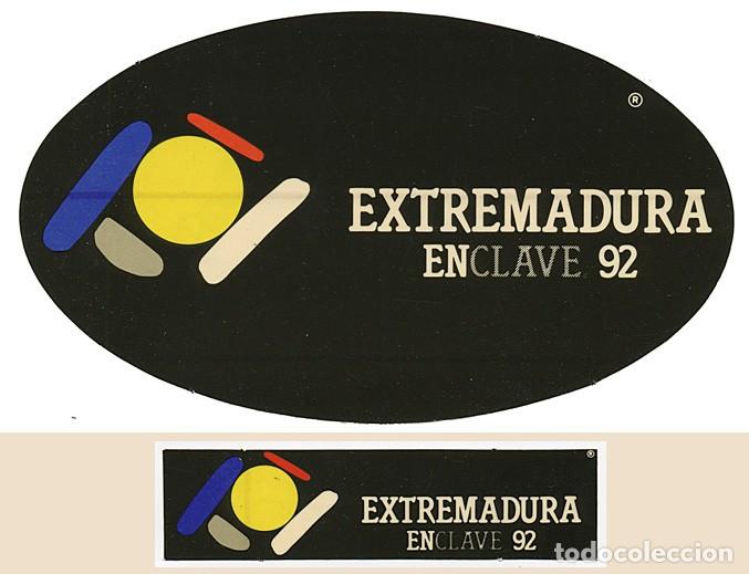 Folletos de turismo: Dos Pegatinas Extremadura EnClave 92 / Ovalada y rectangular - Foto 1