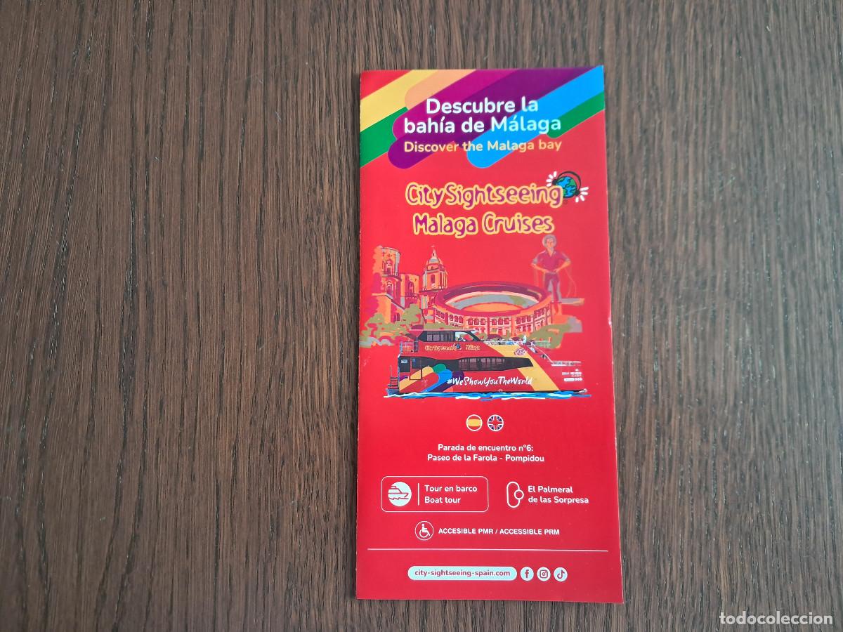 Travel Brochures: folleto de turismo, Citysighteeing, transporte mar&iacute;timo bah&iacute;a de M&aacute;laga, con horarios y tarifas.