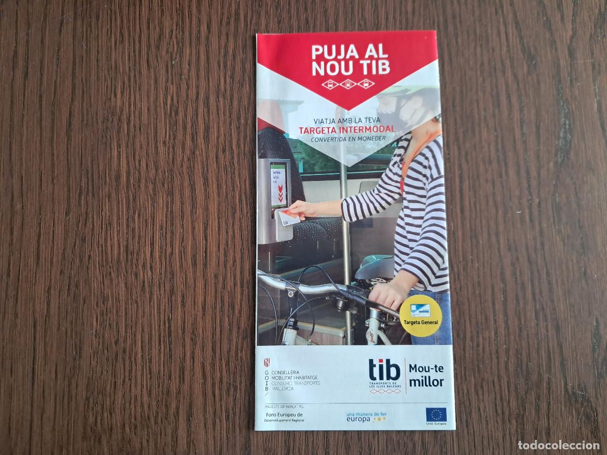 Folletos de turismo: folleto de transporte tib, transports de les Illes Balears, con recorridos y tarifas.