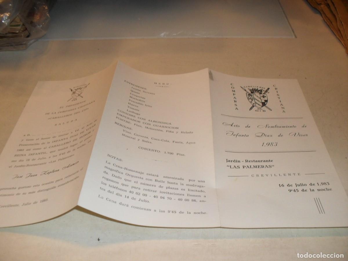 Folletos de turismo: FOLLETO ACTO DE PRESENTACION DE INFANTA DIAZ DE VIVAR,EN CREVILLENTE,EN 1983