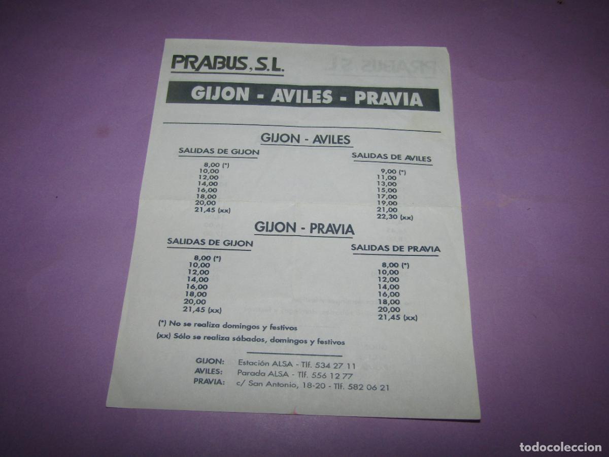 Brochures de tourisme: HORARIOS Y SERVICIOS Gij&oacute;n - Avil&eacute;s - Pravia Transporte de Viajeros en Autocar PRABUS