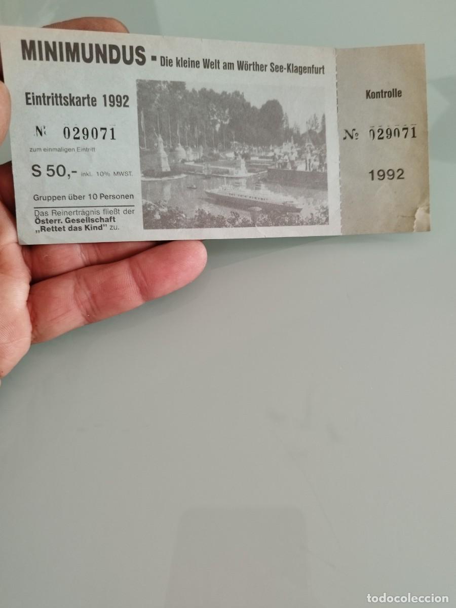 Brochures de tourisme: Antigua entrada MINIMUNDUS - Die kleine Welt am W&ouml;rther See-Klagenfurt. Parque tem&aacute;tico de Austria.