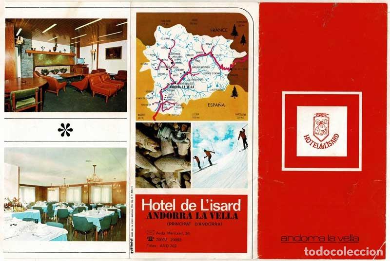 Tourismusbrosch&uuml;ren: Tr&iacute;ptico tur&iacute;stico Hotel de L'isard Andorra La Vella 1974