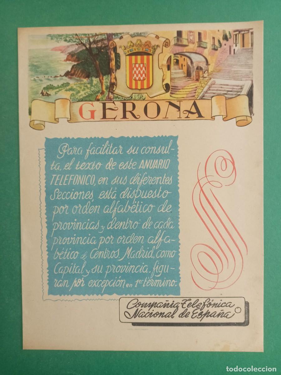 Tourismusbrosch&uuml;ren: Antiguo cartel tama&ntilde;o folio de Gerona, Girona, con mapa de la provincia y publicidad variada turismo