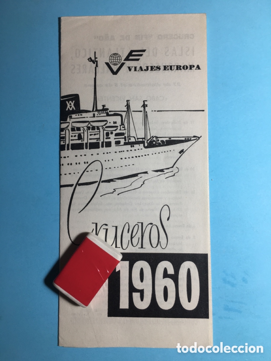 Folhetos de turismo: 1960 VIAJES EUROPA CRUCEROS EN &lsquo;&rsquo;CABO SAN ROQUE&rsquo;&rsquo; Y &lsquo;&rsquo;CABO SAN VICENTE&rsquo;&rsquo; DE LA COMPA&Ntilde;&Iacute;A YBARRA